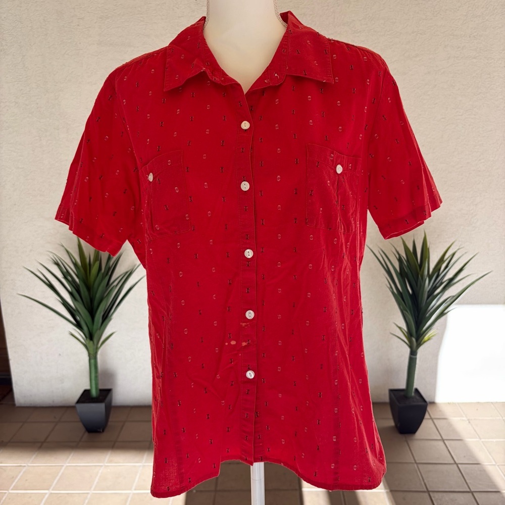 Sag Harbor Red Button Up Shirt Size XL